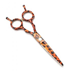 Ensemble de ciseaux de barbier professionnels de 5,5 pouces, haut de gamme à imprimé léopard, ciseaux amincissants texturisan