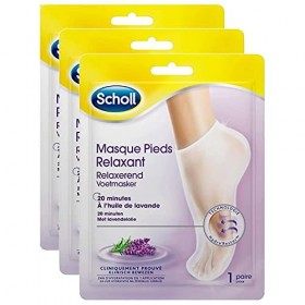 SCHOLL Lot de 3 Masques Pieds Relaxant et Hydratant huile de lavande