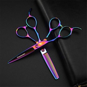 SXFZQ Gauchers Ciseaux de Coupe de Cheveux Professionnel Set coloré 6.0" Ciseaux de Coiffure Ciseaux Dilution Haut de Gamme 4