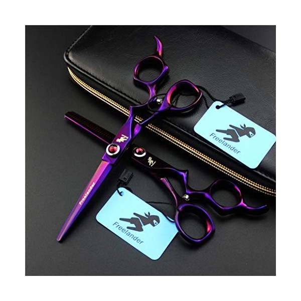 SXFZQ Couper Les Cheveux Ciseaux Set Purple - 6.0" Ciseaux de Coiffure Ciseaux Dilution Toilettage Styling Kit en Acier Inoxy