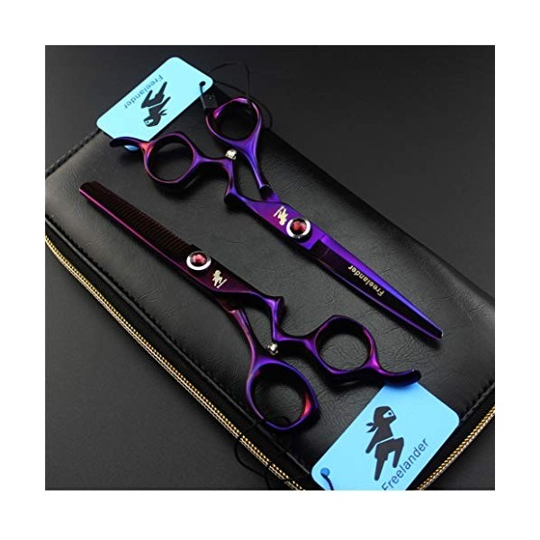 SXFZQ Couper Les Cheveux Ciseaux Set Purple - 6.0" Ciseaux de Coiffure Ciseaux Dilution Toilettage Styling Kit en Acier Inoxy