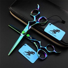 Couper Les Cheveux Ciseaux Vert 6.0" Set - Ciseaux de Coiffure Dents à effiler Ciseaux Toilettage Styling Haut de Gamme poign