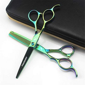 SXFZQ Gaucher 6.0" Ciseaux de Coupe de Cheveux Vert Set - Ciseaux de Coiffure Dents à effiler Ciseaux Toilettage Styling Haut