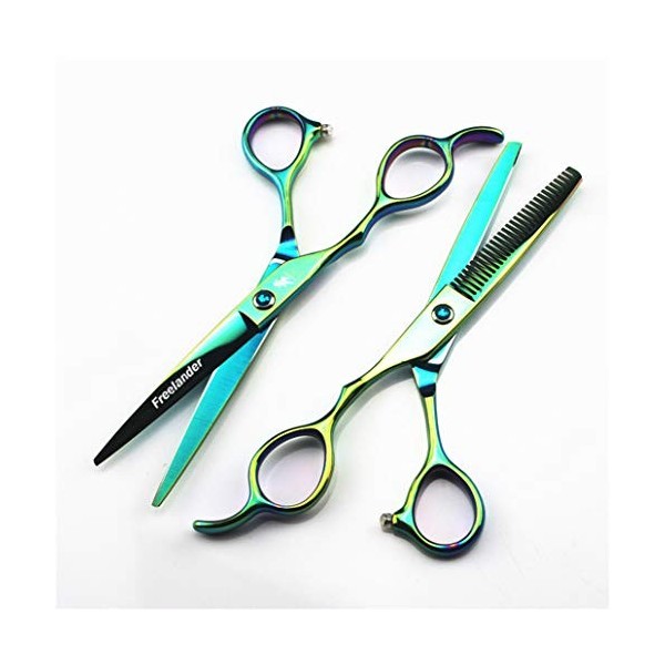 SXFZQ Gaucher 6.0" Ciseaux de Coupe de Cheveux Vert Set - Ciseaux de Coiffure Dents à effiler Ciseaux Toilettage Styling Haut