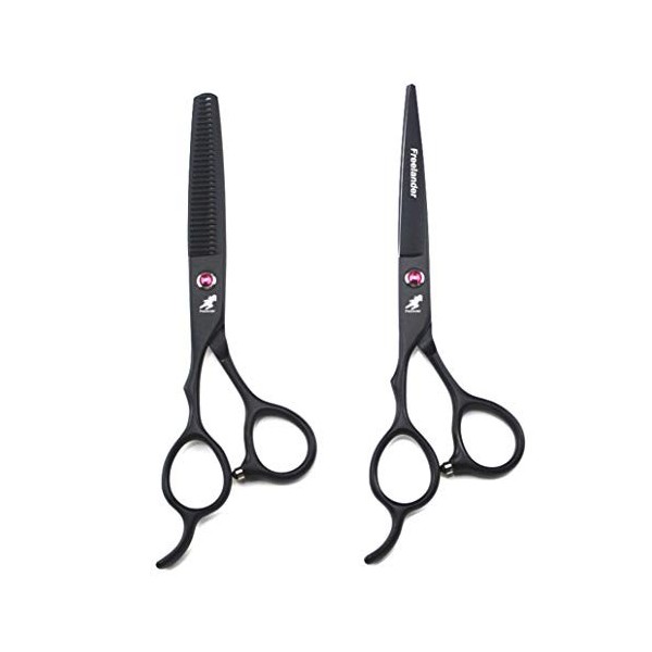 Gaucher 5.5,6.0" Ciseaux de Coupe de Cheveux Set Noir - Coiffure Ciseaux Amincissants Ciseaux Styling Kit toilettage en Acier