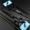 6.0" Ciseaux de Coupe de Cheveux Noir Set - Ciseaux Coiffure Dilution Styling Ciseaux toilettage en Acier Inoxydable Kit - Sa