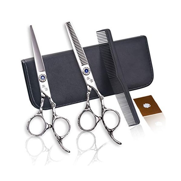 Professional 6.0 Pouces Salon de Coiffure Et Coupe de Cheveux Ciseaux Amincissants Ciseaux peignage Argent en Acier Inoxydabl