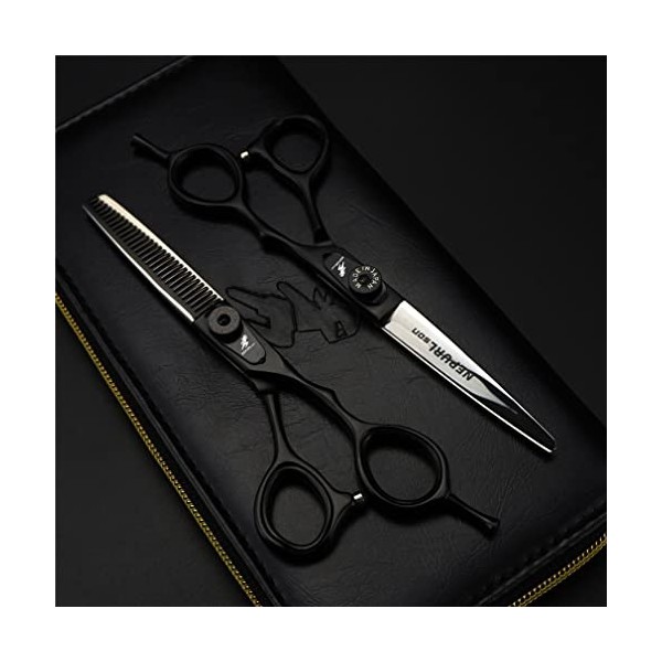 KOAIEZ Salon Noir De 6,0 Pouces Salon Barber Shears Cisqueurs, Cisaillements De Coiffure en Acier Inoxydable Coupes De Coupe