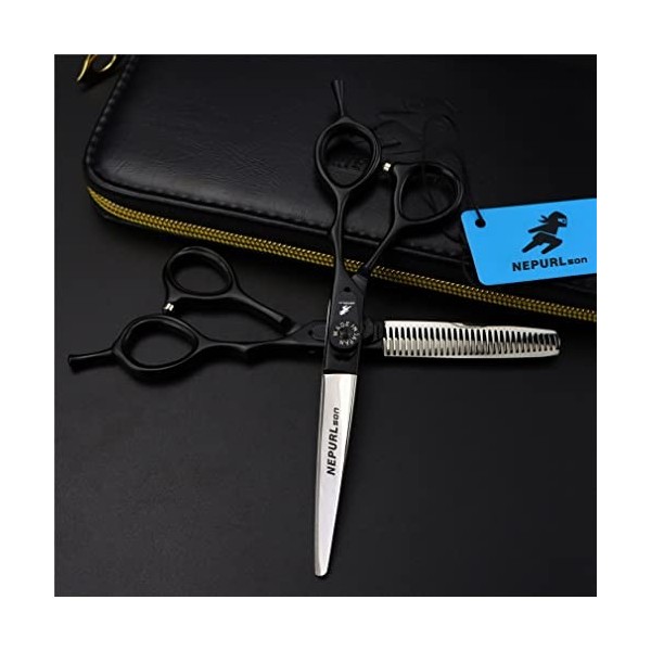 KOAIEZ Salon Noir De 6,0 Pouces Salon Barber Shears Cisqueurs, Cisaillements De Coiffure en Acier Inoxydable Coupes De Coupe