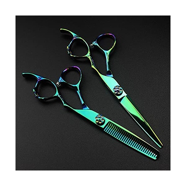 ciseaux de coiffeur Ciseaux de coupe de cheveux, 6 pouces Japon 440c vert coupe ciseaux de salon de coiffure coupe coiffeur c