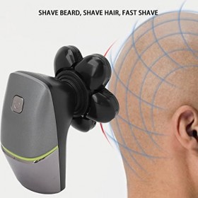 Tondeuse à barbe, nettoyage facile 6 têtes de coupe rasage confortable et propre rasoir électrique lavable pour le rasage pou