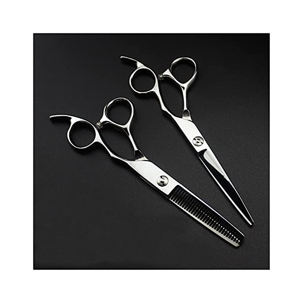 NC Ciseaux de barbier de 6 Pouces, Ciseaux dargent, Ciseaux de Coiffure, Ciseaux à effiler, Ciseaux Plats, Outils de barbier