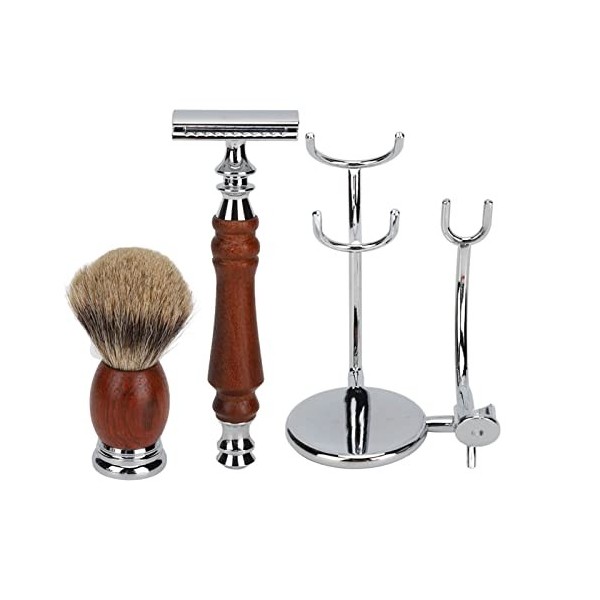 Kit de Soins de Rasage pour Hommes Bol en Mousse à Raser Brosse à Barbe Classique Hommes Couteau à Barbe Manuel Lames de Rech