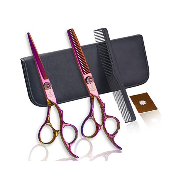 Professionnel Barber Coiffure Scissor Set 6,0 Pouces Couleur Muet Lumière Effiler Ciseaux Ciseaux Plat Dents Ciseaux De Haute