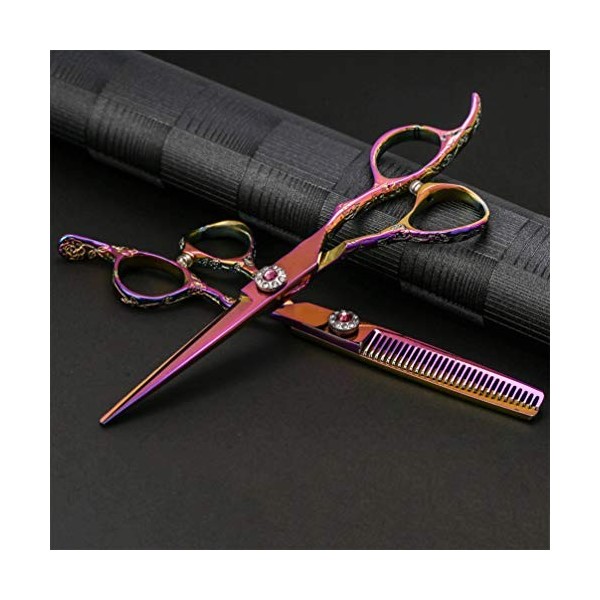 Professionnel Barber Coiffure Scissor Set 6,0 Pouces Couleur Muet Lumière Effiler Ciseaux Ciseaux Plat Dents Ciseaux De Haute