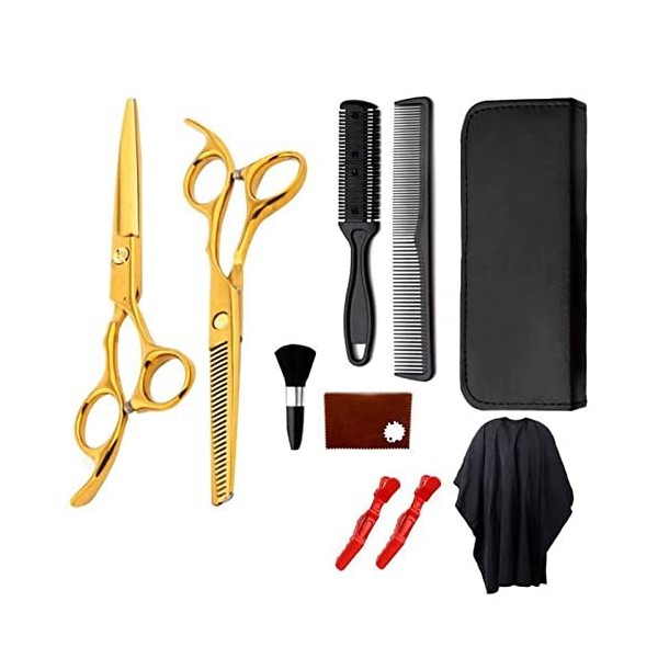 FOOSKOOS Ciseaux Coiffure Ciseaux à Couper Les Cheveux Kit 11pcs Caisses de Coupe des Cheveux Kit Kit de Ciseaux de Coiffure 