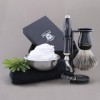 Rasoir compatible Haryali London 3 Edge, brosse de rasage Black Badger et support de rasage - Kit de rasage pour homme