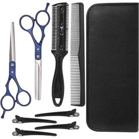 Ensemble de coiffure 8 en 1 ensemble de ciseaux de coiffure, ciseaux de coupe de cheveux professionnels en acier inoxydable C