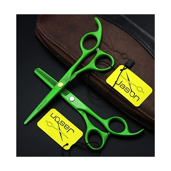 KOAIEZ Ensembles De Ciseaux De Coupe De Cheveux Professionnels Verts De 5,5 Pouces, Cisaillements Texturisants De Salon Multi