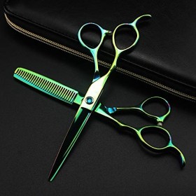 Ciseaux de coupe de cheveux, 6 pouces 5 couleurs professionnels 440c Ciseaux à cheveux pour gauchers coupant les ciseaux de c...