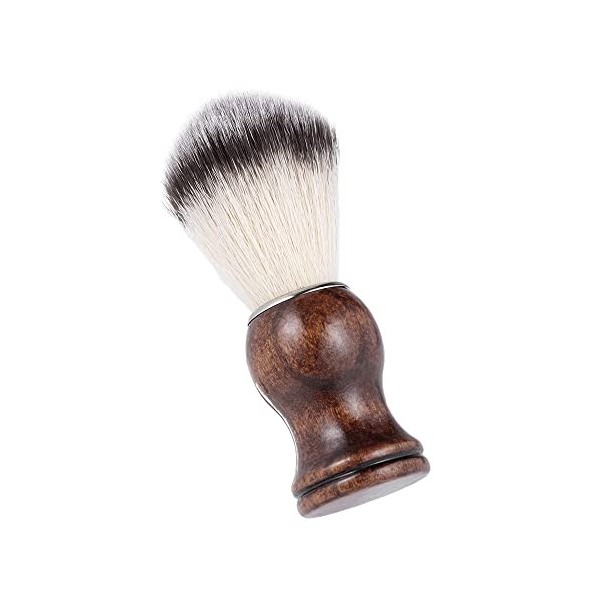 XJWWW-URG Brosses de rasage for hommes, poignée en bois tête de cheveux en nylon avec brosse à barbe en argent, outil de bros