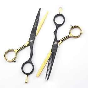 CXYY Ensemble de Ciseaux de Coiffure en Or Noir de 5,5 Pouces, Ensemble doutils de Coupe de Cheveux Ciseaux barbier, Ensembl
