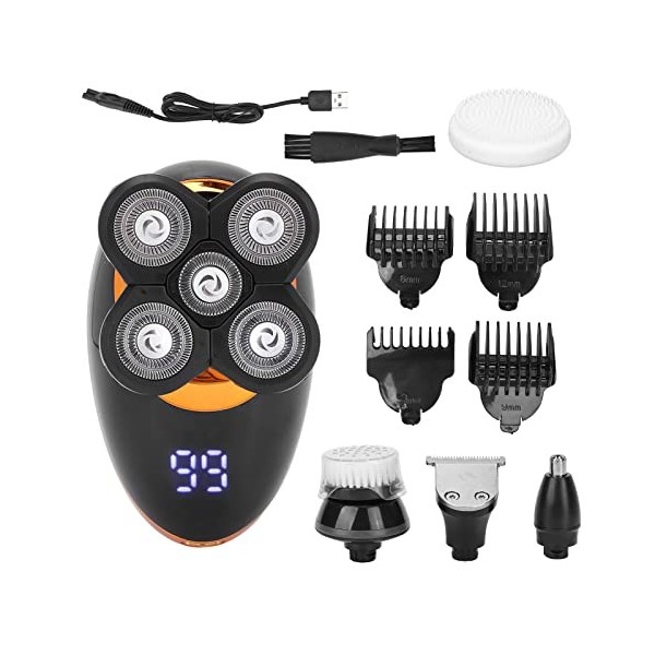 Rasoir Multifonctionnel, kit de toilettage de Tondeuse à Cheveux imperméable à leau, Charge USB, Rasoir à tête Chauve, Tonde