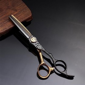 Ciseaux Coiffure Ciseaux à cheveux or + noir 6 pouces 62HRC lame en acier inoxydable Sharp Professional for coiffeur styliste