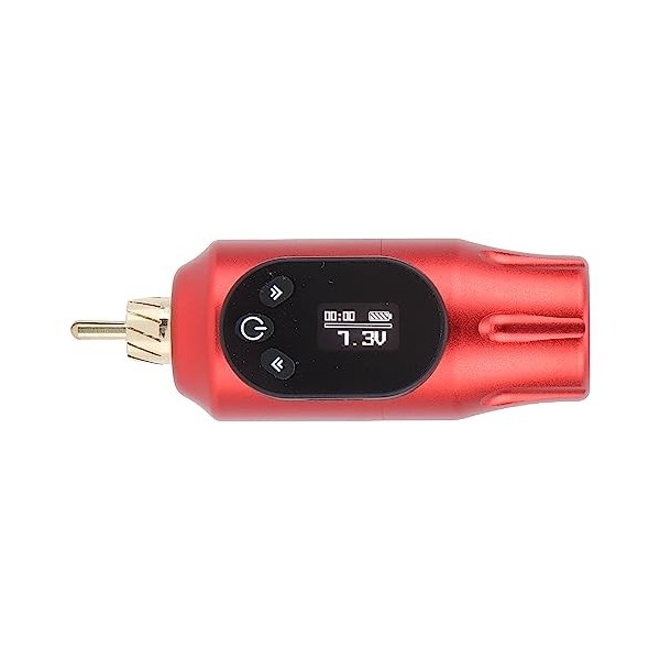 Puissance de Tatouage 2000mAh, Alimentation de Batterie de Tatouage sans Fil à Affichage Numérique Dinterface RCA Rouge 