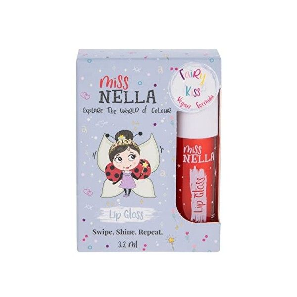 Miss Nella Magic Spell Brillant à lèvres, Rouge à lèvres hydratant pour enfants, parfum du peche, doux pour la peau, donne do