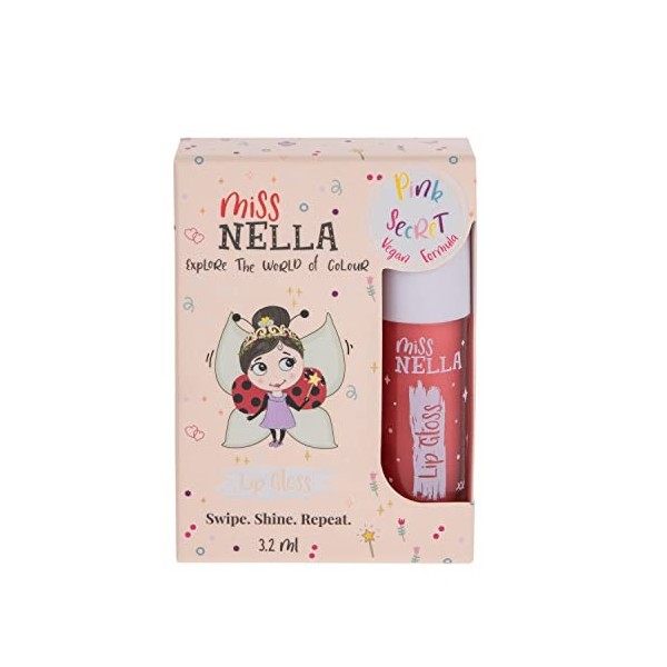 Miss Nella Magic Spell Brillant à lèvres, Rouge à lèvres hydratant pour enfants, parfum du peche, doux pour la peau, donne do