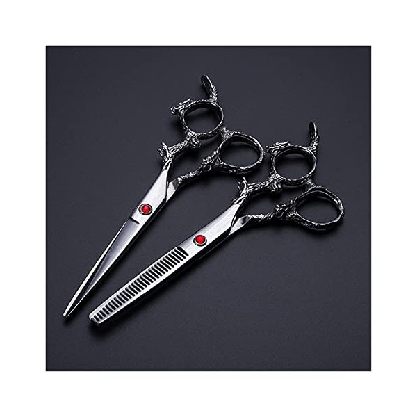 Ciseaux pour Coupe de Cheveux Ciseaux à Poignée Dragon Argent 6 Pouces, Tondeuses à Cheveux, Amincissement des Cheveux, Tonde