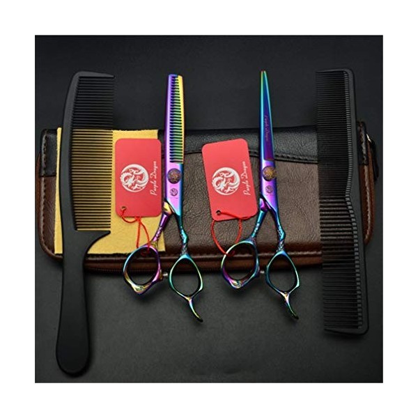 Coloré Professionnel Salon de Coiffure Haut de Gamme 6.0 Pouces Ciseaux de Coupe de Cheveux Dilution Ciseaux Peigne 9CR Acier