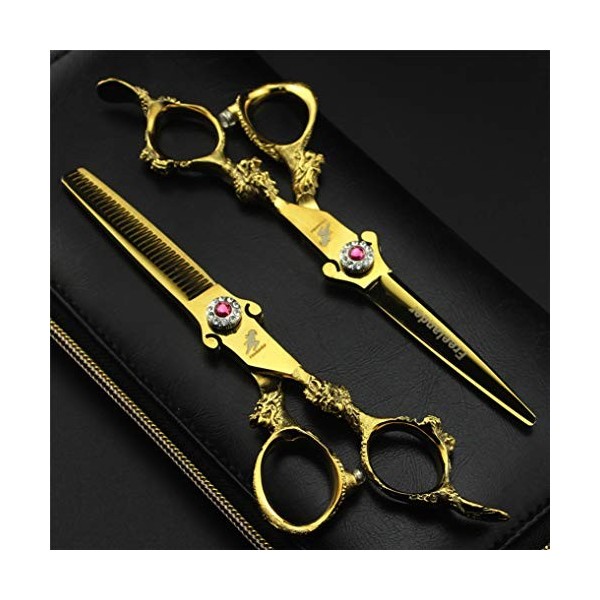 Or professionnel Ciseaux de coiffure rhéofluidifiant élégant coupe 6,0 pouces Salon de coiffure Ciseaux Set coupe de cheveux 