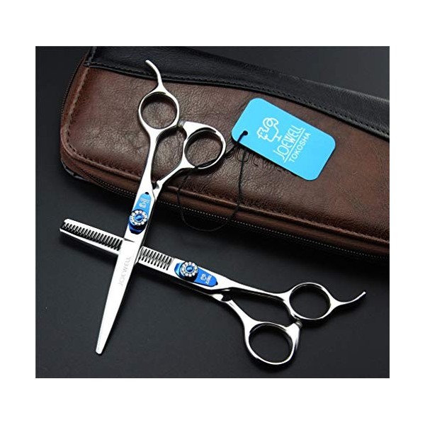 HIJIN Coiffeur Professionnel Coupe De Cheveux Set Ciseaux, 6.0 Pouces Ciseaux Coiffure Kit, Ciseaux Droits en Acier Inoxydabl