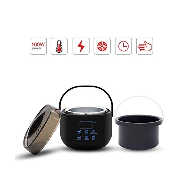 400 Ml Noir Mini Pot PoêLe AntiadhéSive Nombre Affichage Type Tactile ÉPilation Machine à Cire à Fondre