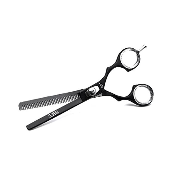 TRU BARBER - Ciseaux de coiffeur professionnels 6.5 INCH, XXL PULIR BLACK, acier inoxydable japonais, bord doux, rasoir. Cise