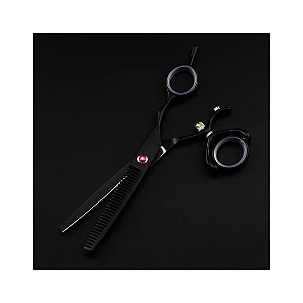 Ciseaux pour coupe de cheveux, ciseaux de coupe de cheveux noirs rotatifs de 6 pouces, ciseaux à effiler, ciseaux de barbier,