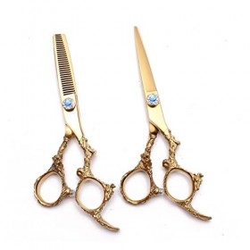 xuangui Ylingling Store 6.0"17,5 cm 440c Gravure Cisqueurs Cisseurs Barber Makas Ciseaux éclaircissants coupant Les Ciseaux d