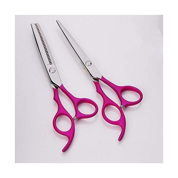 Outils de coupe des cheveux 6 ciseaux roses danimal familier, ensemble doutils de ciseaux danimal familier dacier inoxyda