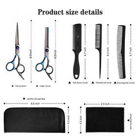 WYGC Ciseaux Coiffure Ensemble 6.0 Pouces Bleu Noir Ensemble De Ciseaux De Coiffure Professionnels en Acier Inoxydable Dents 