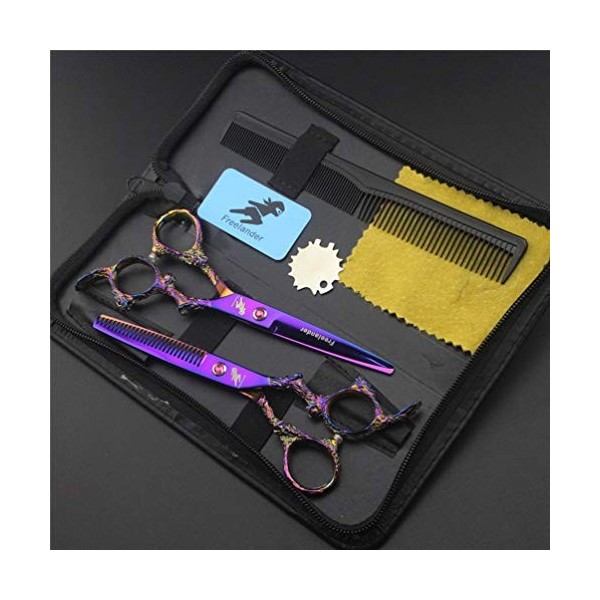 Couper Les Cheveux Coiffeur Ciseaux Kits, 6.0 Pouces, Salon De Coiffure Cisailles Set En Acier Inoxydable Droites Et Ciseaux 