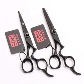 Noir 6.0 Pouces Ciseaux Professionnel Coiffure Set Haut de Gamme de Sharp Ciseaux de Coiffure Ciseaux texturation Dilution 44