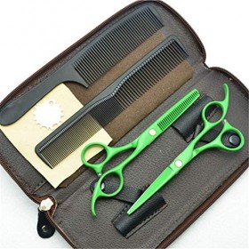 Professional 5.5 Pouces -Handed Ciseaux de Coiffure Vert Set Haut de Gamme Coupe et Dilution Ciseaux Kit Cheveux Shear Salon 