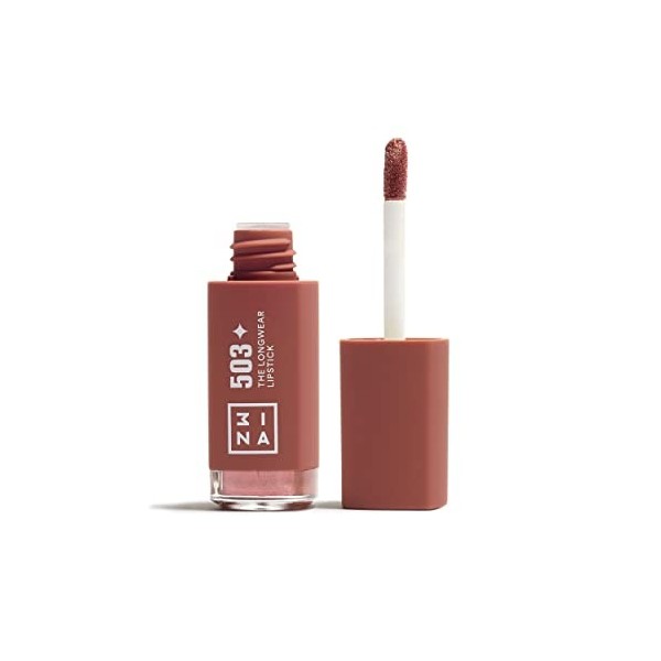 3INA MAKEUP - Vegan - The Longwear Lipstick 503 - Nu Métallisé - 8H Rouge a Lèvres Métallisée Longue Tenue - Formule à séchag