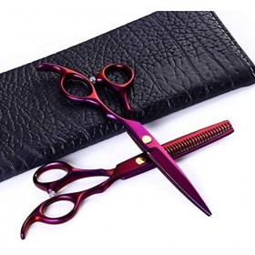 Ciseaux de coiffure violets, ciseaux de barbier, ciseaux plats, ciseaux à dents, ensemble combiné de ciseaux amincissants, vi