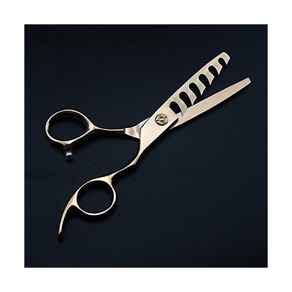 Ciseaux de coupe de cheveux, professionnels 440c 6 or rose 6 dents ciseaux de cheveux salon de coiffure amincissant ciseau