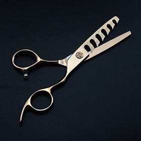 Ciseaux de coupe de cheveux, professionnels 440c 6 or rose 6 dents ciseaux de cheveux salon de coiffure amincissant ciseau Ra...