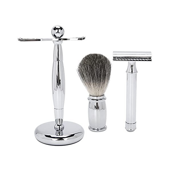 Ensemble De Rasage, 3pcs Rasoir Manuel Professionnel Rasoir Blaireau Support En Alliage Kit De Rasage De Barbe