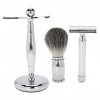 Ensemble De Rasage, 3pcs Rasoir Manuel Professionnel Rasoir Blaireau Support En Alliage Kit De Rasage De Barbe